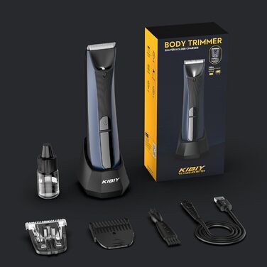 Електричний чоловічий триммер для тіла Kibiy з LED-дисплеєм, IPX7, водонепроникний (синій)
