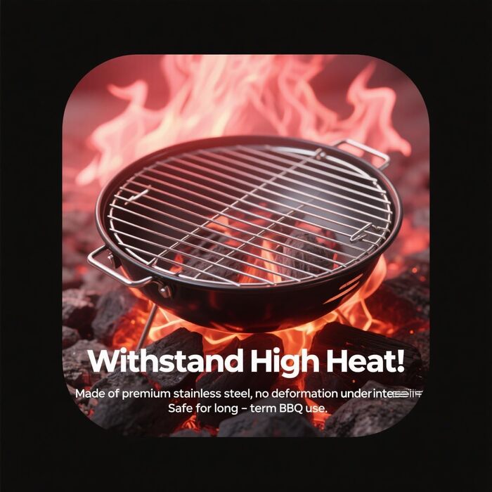 Решітка для гриля з нержавіючої сталі, кругла, різні розміри, для барбекю, кемпінгу, саду, рівномірний нагрів (Ø33см)