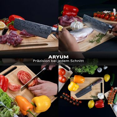 Nakiri Messer Aryum Premium 17 см - Японський ніж для овочів з нержавіючої сталі, ергономічний, гострий та довговічний