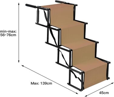 Рампа для собак Homewell - складана, до 70 кг, регульована, для маленьких, середніх, великих та хворих собак, легка у зберіганні (колір: коричневий)