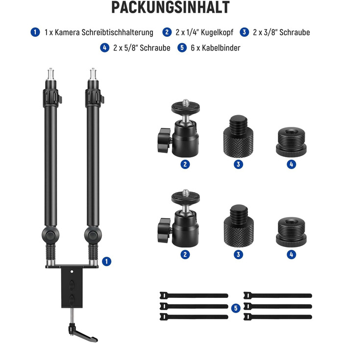 Тримач для камери NEEWER TL283 (ST-DB3560) – штатив для столу, мікрофонний важіль, підставка для DSLR, веб-камери, телефону, Ring Light