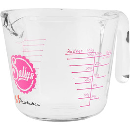 Measuring cup made of borosilicate glass in milliliters and grams, cold and heat resistant (microwave safe), with a non-slip and ergonomic handle (500 ml) Transparent