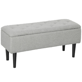 HOMCOM Лавка з місцем для зберігання, до 120 кг, оксамитова текстура, 95x38x45 см, сірого кольору
