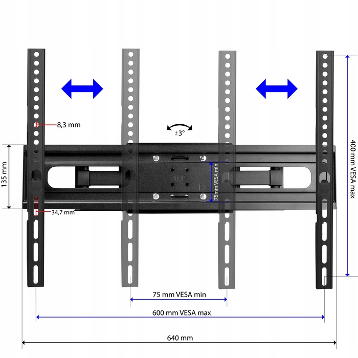 Кронштейн для телевізора KingMount, навісне кріплення для ТВ 32-85 дюймів