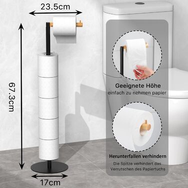 Тримач туалетного паперу YIGII без свердління, нержавіюча сталь, щітка, самоклеючий, для ванної кімнати та кухні (чорний)