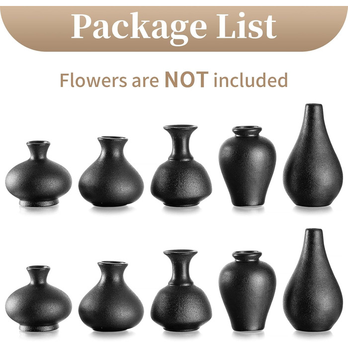 Set of 10 Mini White Ceramic Vases - Handmade Flower Pots for Pampas Grass, Modern Home Decor - Living Room, Kitchen, Office