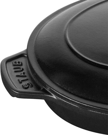 STAUB Овальна форма для запікання з кришкою, 23 см, 1 л, чавун, чорна, для всіх типів плит та духовки, індукція