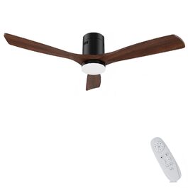 Стеляний вентилятор з дерева з підсвічуванням та керуванням, 132 см, 24W LED, DC-двигун, 6 швидкостей, таймер, пульт дистанційного керування