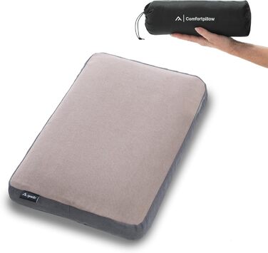 qeedo Comfort Pillow - Compact Travel Pillow made of Memory Foam (38 x 28 cm), Compressible, Washable Polyester Cover, Camping Pillow, for Camping, Car, Train or Flight Travel