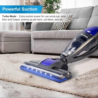 Акіта Бездротовий акумуляторний пилосос 3 в 1: ручний та вертикальний. Легкий, 22.2 В, 150 Вт, для підлоги, килимів, шерсті тварин. (AKU10)