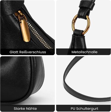 Сумка жіноча GSenhui Kleine Handtasche: маленька елегантна сумка-хобо через плече, PU шкіра, чорна, для подорожей