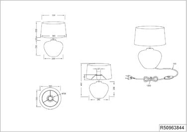 Торшер Reality Leuchten Lou R50961844: керамічний, коричневий, з абажуром кольору бежевого, висота 25 см (38 см), цоколь E14