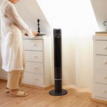 Вентилятор підлоговий Newlux W130 безлопатевий, 45W, 103.5 см, 3 режими, 70° осциляція, таймер 12h, з пультом, чорний