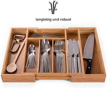 Органайзер для столових приборів Blumtal з бамбука, регульований, 5-7 відділень, для кухонних шухляд