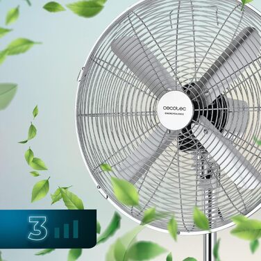 Вентилятор Cecotec EnergySilence 620 RetroDesk: 40W, хром, діаметр 30.5 см, 4 лопаті, 3 швидкості, осциляція, регулювання висоти