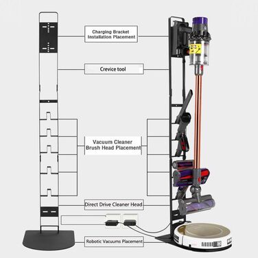 Vacuum Cleaner Holder, Stand Holder Bracket for Dyson V15 V12 V11 V10 V8 V7 V6 and other Handheld Vacuums, Vacuum Freestanding Floor Stand, No Wall Drilling (Black)