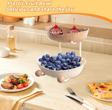 Багатоярусна фруктова етажерка, миска для фруктів, пластикова, з металевою полицею, сервірувальний стійка, фруктові миски для буфетів, закусок, овочів та десертів