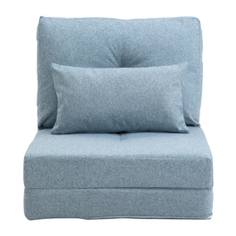 HOMCOM Floor Recliner 2-in-1 Folding Bed with Adjustable Backrest, Floor Sofa with Decorative Cushions, Floor Seat Cushion for Living Room, Bedroom, Linen, Sky Blue | Aosom