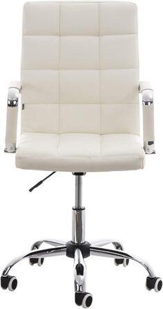 Офісне крісло CLP Deli V2 з штучної шкіри та якісним м'яким сидінням | Регульована висота сидіння, колір: білий