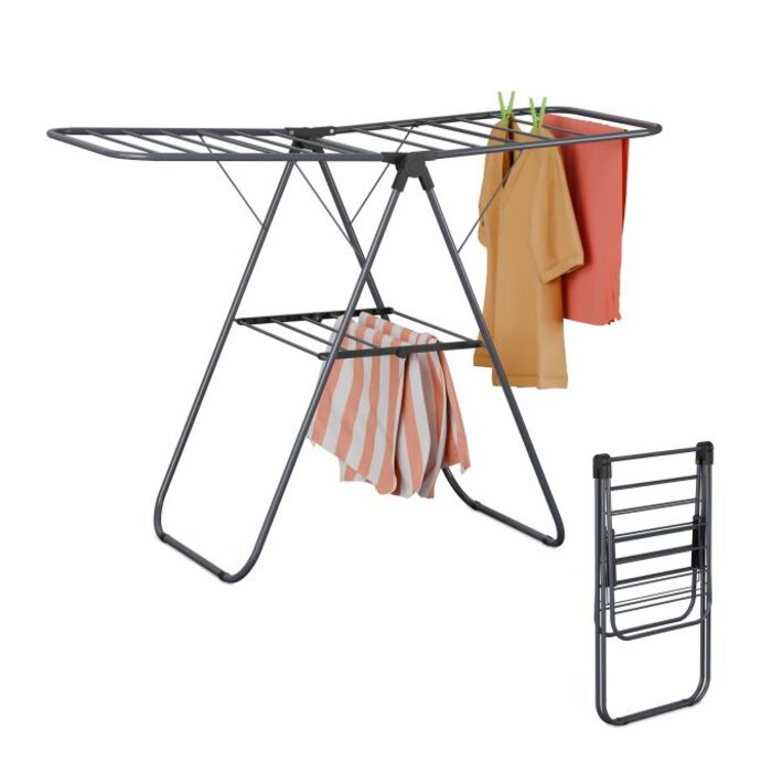 Relaxdays Folding Clothes Drying Rack with Wings