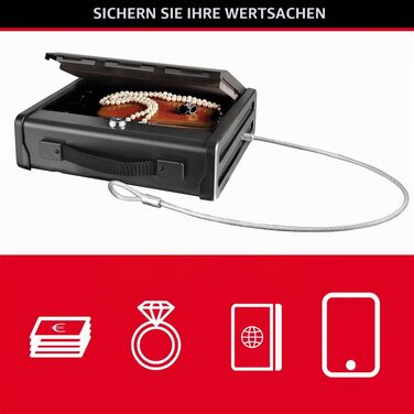 Компактний сейф Master Lock P005CEURBLKHRO з кодовим замком та сталевим тросом, середній розмір (Medium) для цінностей та документів