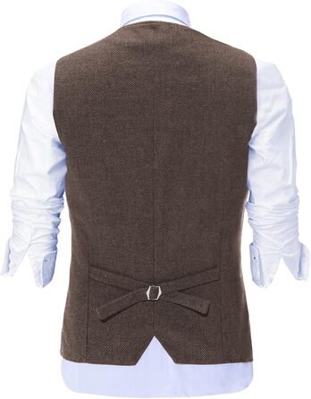Костюм-трійка чоловічий у клітинку риб'яча кістка: костюм, жилет, сорочка. Tweed, для весілля, нареченого, гостей. 3XL, світло-коричневий