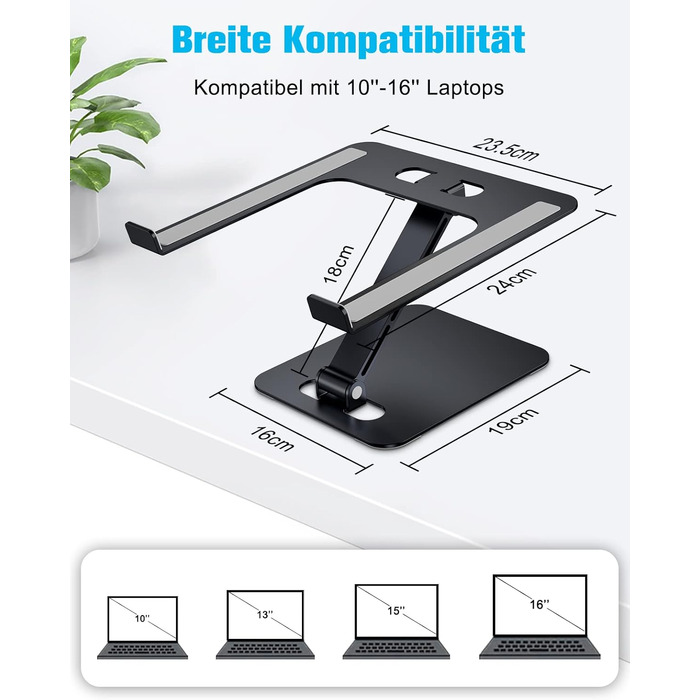 Підставка для ноутбука Babacom, регульована висота, складна, з алюмінієвого сплаву, ергономічна, з вентиляцією, сумісна з MacBook, 10-16