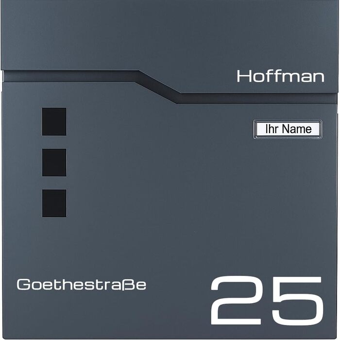 Поштова скринька Verda Anthrazit з газетницею, порошкове покриття AkzoNobel, 2 ключі, табличка з іменем, дизайнерська настінна поштова скринька з нержавіючої сталі SN3678-1