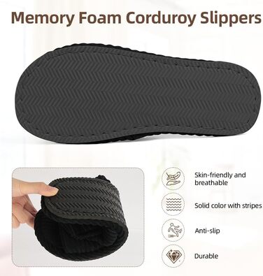 Домашні тапочки з піною-пам'яттю Damen, теплі зимові, з м'якого корду, зручні, антиковзкі, кремово-білі (чорні, 39 EU)