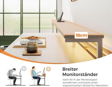 Ігровий стіл Coleshome з LED підсвічуванням, білий, 140x48 см. Стіл для комп'ютера з тканиними ящиками, 2 розетками та 2 USB-портами, з підставкою для монітора. Підходить для дому та офісу.