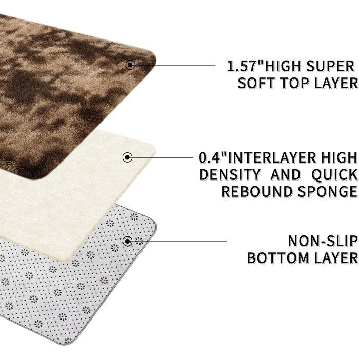 Килим Sour Lemon для вітальні, 160 x 230 см: м'який, пухнастий, з антиковзанням, для спальні, сумісний з килимами (240 x 300 см)