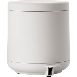 Zone Denmark Ume Waste Bin - Bathroom, Cosmetic Bin, Pedal Bin with Lid for the Bathroom, with Removable Inner Bucket and Soft-Close, Diameter 19.5 cm, Height 22 cm, 4 Liters, Soft Grey (Light Grey)