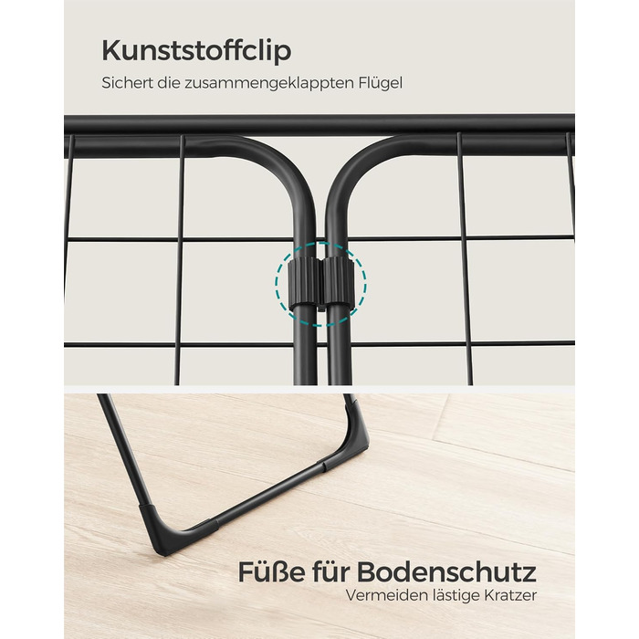 SONGMICS Сушарка для білизни, розкладна, стаціонарна, для дому та вулиці, біла LLR540W01 (Чорний)