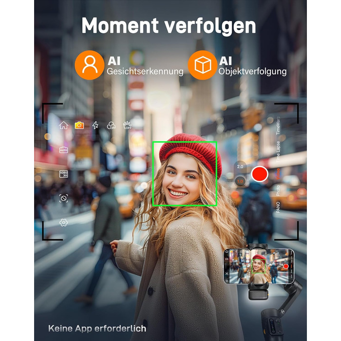 Hohem iSteady V3 - Стабілізатор для смартфона з контролером, AI-трекером, телескопічною штангою та штативом, чорний