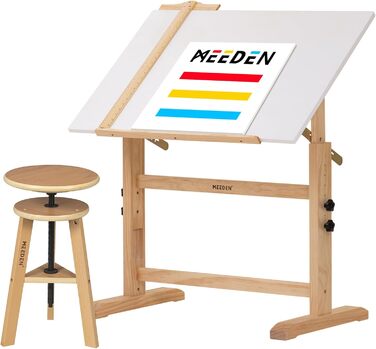 Meeden Adjustable Height Drawing Table with Stool - Artist Easel Table for Studio, Art & Craft Projects