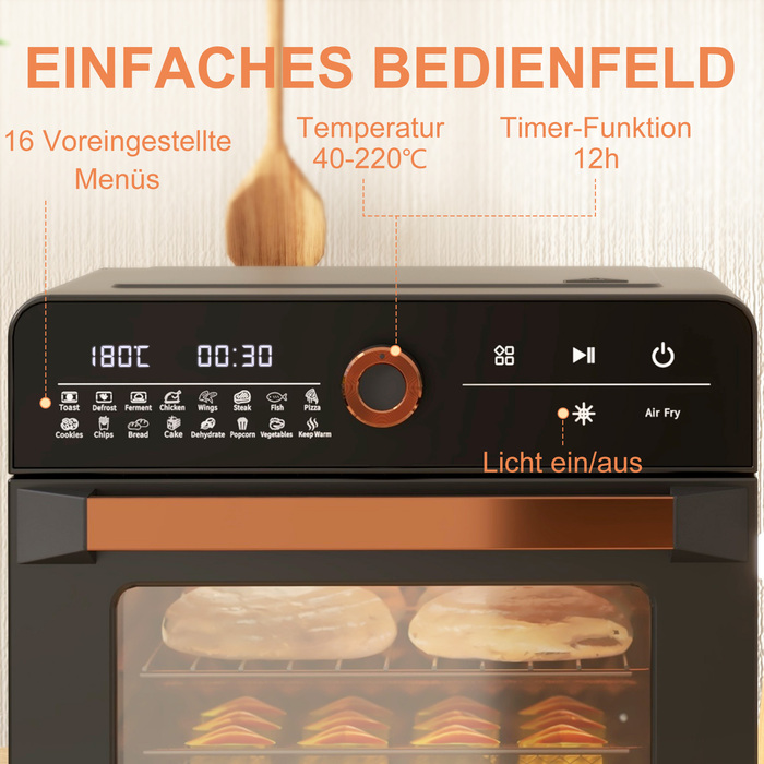 HOMCOM 3-in-1 Mini Oven with Convection, Fryer Basket, Timer, 40°C-220°C, 20L Mini Oven with Grill Rack, Baking Tray, Crumb Tray | Aosom