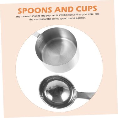 Cabilock 3-Piece Measuring Spoon Set, Stainless Steel Kitchen Helper Set, Kitchen Utensil Set, Measuring Spoons Set, Dessert Cups with Lid, Measuring Spoon Cup, Stainless Steel