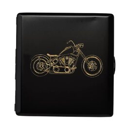Супер чорний сигаретний футляр із латуні з гравіюванням MotoGP або Chopper, персоналізація іменем чи ініціалами