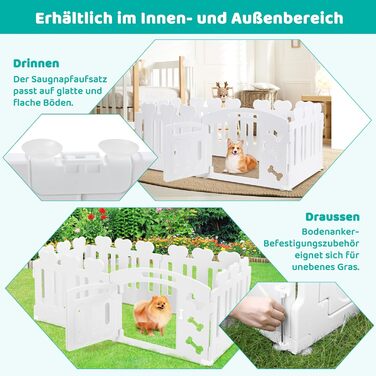 Laufstall для цуценят Mamizо 60 см, пластиковий загон для собак, з торцем та ґрунтами, сірий-білий (5+1)