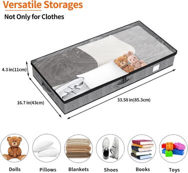 Контейнери для зберігання під ліжком Fixwal, 4 шт. – низький профіль, міцні стінки, органайзери для одягу