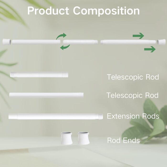 Штанга для душу без свердління та кріплення, телескопічна, 85-180 см, срібна. Підходить для шафи, душової кабіни та DIY-проектів