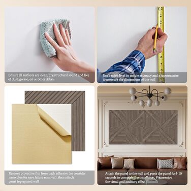 Акустичні панелі JBER (6 шт), самоклеючі звукопоглинаючі стінові панелі для офісу, студії та дому, 180 x 120 см, колір світкий горіх (тик)