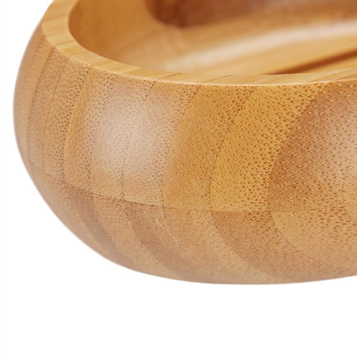 Миска для мила Relaxdays з бамбука з піддоном, вологостійка, овальна, 4.5 x 14 x 10 см, натуральний бамбук