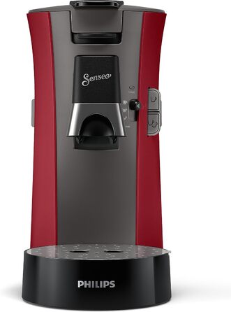 PHILIPS Senseo Select Coffee Pad Machine - Coffee Strength Choice Plus, Memo Function, Made from Recycled Plastic, 1450 Watts, 0.9 Liters, Red (CSA240/90)