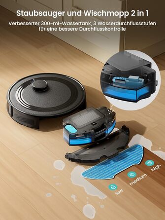 Робот-пилосос LEFANT M210PG з пультом дистанційного керування, потужність 2200Pa, для видалення шерсті тварин, з базою для зарядки, сумісний з Alexa та керуванням через додаток, час роботи 120 хвилин