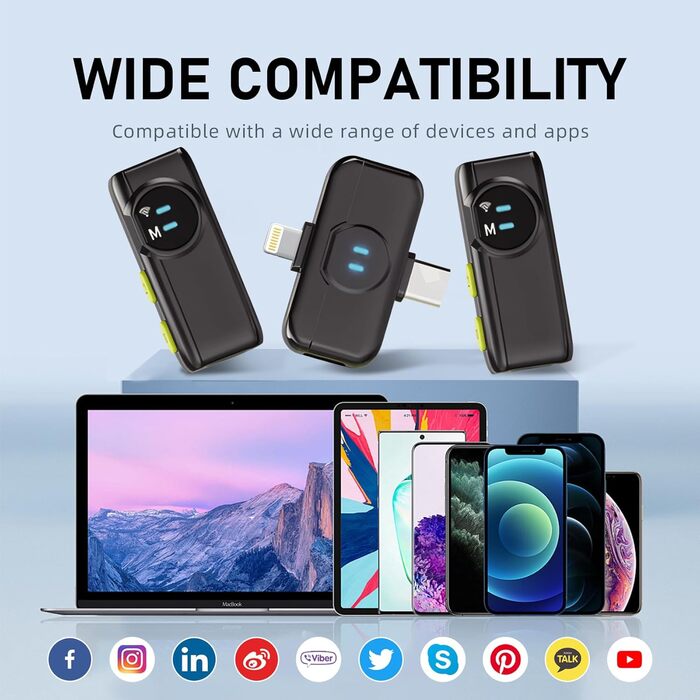 USB-C Беспроводной петличный микрофон 2-в-1 для iPhone, с шумоподавлением KI, мини-микрофон для видеоблогинга, видео, подкастов, интервью, TikTok, YouTube - Черный (2 TX + 1 RX) A5-Basic Black (2 в 1)