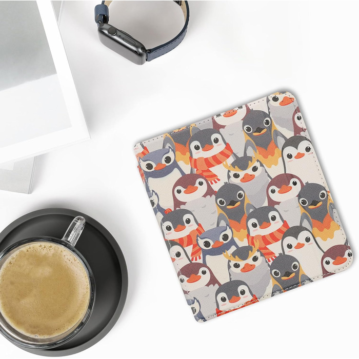 Чохол-чохол для Kobo Libra 2 від kwmobile - захисний чохол для eReader, Magnolien Rosa Weiß Altrosa (Пінгуіни Grau Gelb Braun)