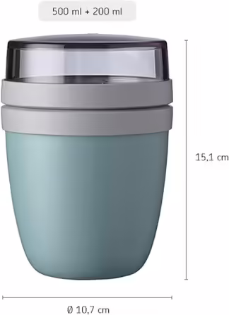Mepal Lunchpot Set with Folding Spoon, Ellipse – Nordic Black – practical muesli cup and food container for transport
