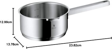 Каструля WMF Function 16 см з ручкою, без кришки, 1,4 л, з нержавіючої сталі Cromargan, 4 функції зливу, внутрішня шкала, червона, для індукційних плит