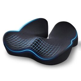 Подушка ортопедична для сидіння Warmiehomy з піни Memory Foam для офісного крісла, автомобіля, при геморої та болях в куприку 38.5x45.5x11.5 см